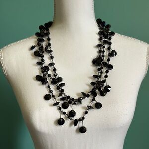 Black Multi-Strand Floating Necklace